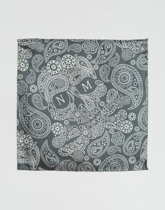 Шелковый платок для пиджака с принтом пейсли и логотипом Noose & Monkey - Серый
