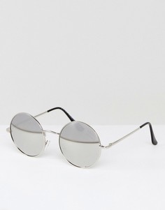 Круглые солнцезащитные очки с зеркальными стеклами 7x - Серебряный