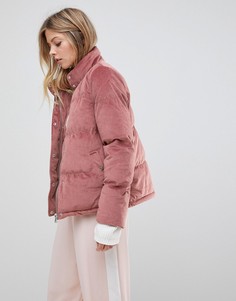 Бархатная дутая куртка QED London - Розовый