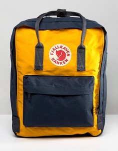 Желто-синий рюкзак с контрастной отделкой Fjallraven Kanken 16 л - Темно-синий
