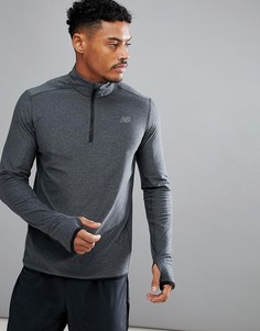 Черный свитшот для бега с молнией 1/4 New Balance Running Transit MT53030HC - Черный