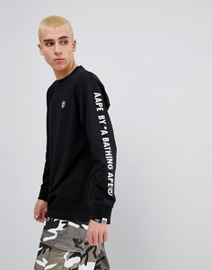 Черный лонгслив с принтом на рукавах AAPE By A Bathing Ape - Черный