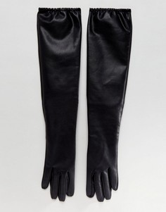 Длинные перчатки из искусственной кожи ASOS - Черный