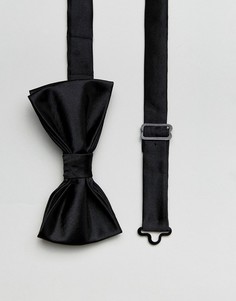 Черный однотонный атласный галстук-бабочка Devils Advocate - Черный