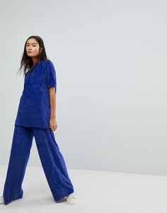 Велюровая oversize-футболка Ellesse Co-Ord - Темно-синий