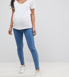Выбеленные синие джеггинсы с посадкой над животом ASOS MATERNITY - Синий