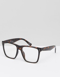 Черепаховые квадратные очки с прозрачными стеклами Jeepers Peepers - Коричневый