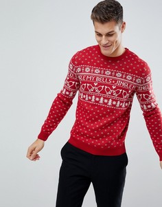 Новогодний трикотажный джемпер Jack & Jones Originals - Красный