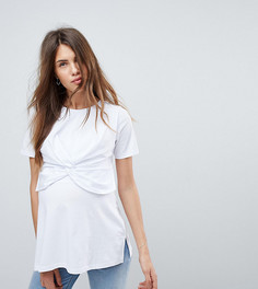 Футболка с узелком спереди ASOS Maternity NURSING - Белый