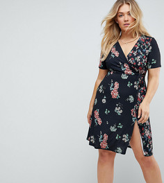 Платье миди с запахом и цветочным принтом ASOS CURVE - Мульти