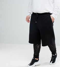 Oversize-шорты с кружевными меггинсами ASOS PLUS - Черный