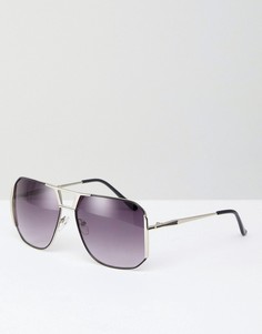 Квадратные солнцезащитные очки в серебристой оправе AJ Morgan Dsico - Серебряный