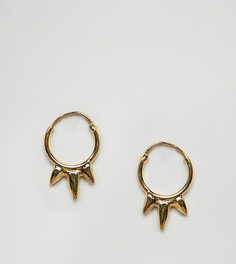 Позолоченные серебряные серьги-кольца с тремя миниатюрными шипами ASOS - Золотой