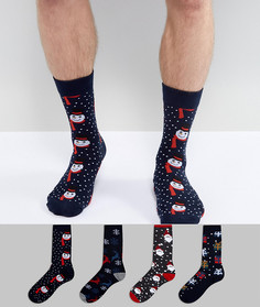 Набор новогодних носков (4 пары) Jack & Jones - Мульти