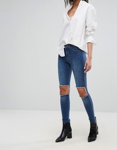Супероблегающие джинсы с вырезами на коленях Dr Denim - Синий