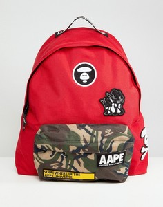 Красный рюкзак с камуфляжным карманом AAPE By A Bathing Ape - Красный