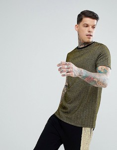 Длинная золотистая футболка ASOS - Золотой