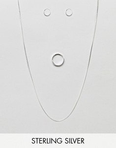 Подарочный набор из серебряных серег-колец и ожерелья ASOS - Серебряный