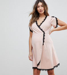 Приталенное платье с запахом для кормящих мам ASOS MATERNITY - Розовый