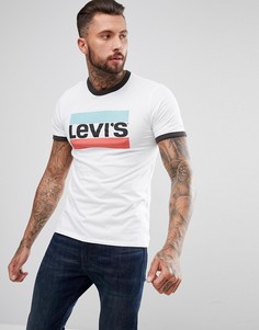Белая футболка с логотипом и контрастной окантовкой Levis Sportswear - Белый