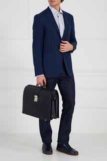 Синий кожаный портфель Canali