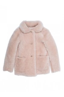 Розовая меховая куртка Bonpoint