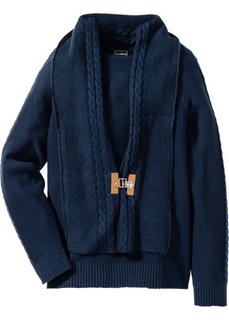 Пуловер со съемным шарфиком Slim Fit (темно-синий) Bonprix