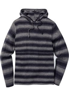 Пуловер Slim Fit с капюшоном (серый/синий в полоску) Bonprix