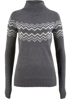 Пуловер (серый меланж/кремовый) Bonprix