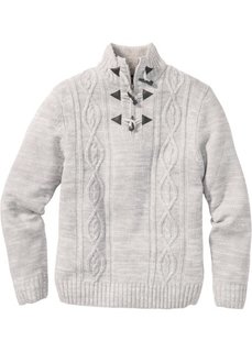 Пуловер Regular Fit c узором косичка (светло-серый меланж) Bonprix