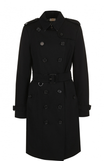 Хлопковый двубортный тренч с погонами и поясом Burberry