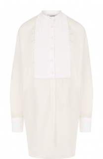 Шелковая блуза свободного кроя с планкой Valentino