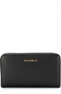 Кожаный кошелек на молнии с логотипом бренда Coccinelle