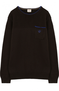 Пуловер из хлопка и шерсти с накладным карманом Armani Junior