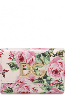 Кожаный кошелек с цветочным принтом и логотипом Dolce &amp; Gabbana