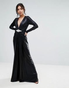 Платье макси с глубоким вырезом Forever Unique - Черный