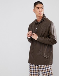 Коричневая короткая непромокаемая куртка Rains - Коричневый
