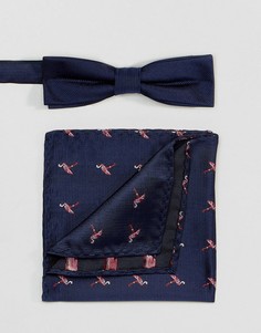 Комплект из галстука-бабочки и платка для нагрудного кармана Peter Werth - Синий