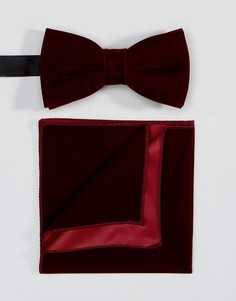 Комплект из галстука-бабочки и платка для нагрудного кармана Peter Werth - Красный