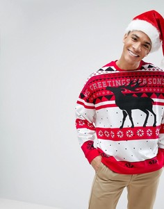 Новогодний свитшот с принтом ASOS Christmas - Красный