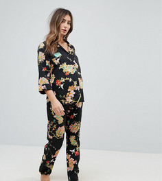 Пижамный комплект с цветочным принтом ASOS Maternity - Черный