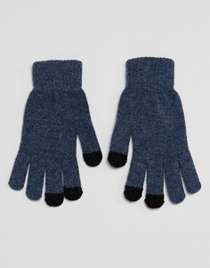 Синие перчатки для сенсорных гаджетов из трикотажа с добавлением овечьей шерсти ASOS - Синий