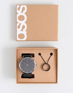 Черные часы и ожерелье в подарочном наборе ASOS - Черный