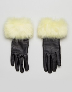 Кожаные перчатки с меховой отделкой Urbancode - Черный