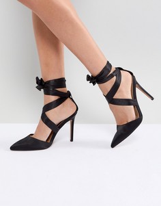 Атласные туфли на каблуке со шнуровкой ASOS PINOT - Черный