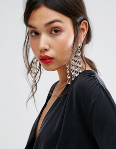 Большие серьги-подвески со стразами DesignB London - Золотой
