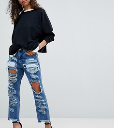 Выбеленные рваные джинсы в винтажном стиле ASOS PETITE ORIGINAL - Синий