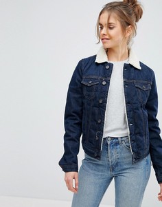 Джинсовая куртка с воротником из искусственного меха Pepe Jeans - Синий