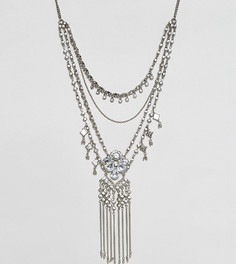 Ожерелье в несколько рядов со стразами Reclaimed Vintage - Серебряный
