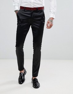 Черные супероблегающие брюки под смокинг с блестящим поясом ASOS - Черный